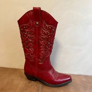 Red cowboy boots
